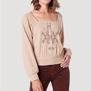 NWT Wrangler Retro Embroidered Square Neck Sweater - Size S
